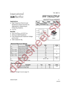 IRF7805ZGTRPBF datasheet  